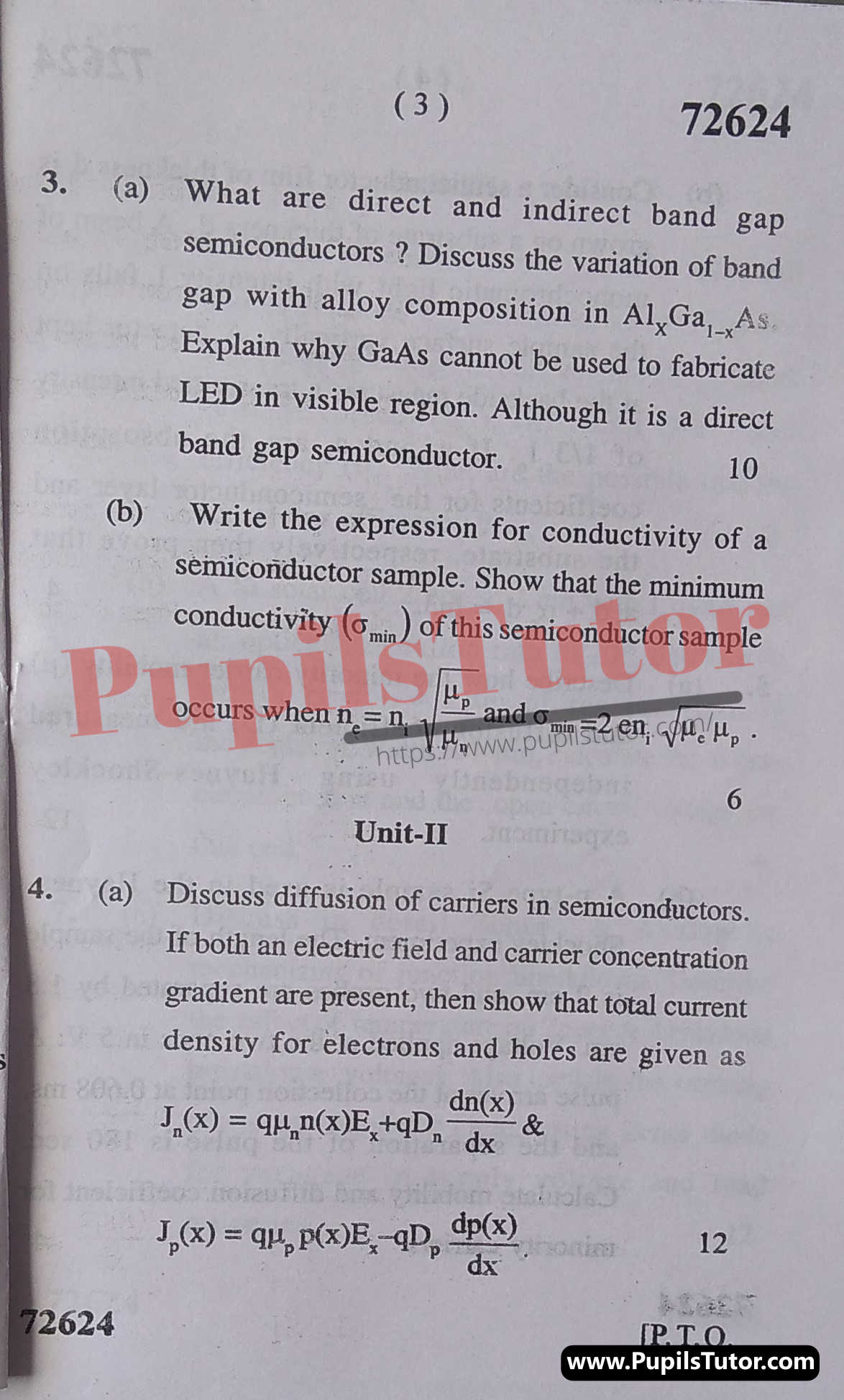 Free Download PDF Of M.D. University M.Sc. [Physics] First Semester Latest Question Paper For Physics Of Electronic Devices Subject (Page 3) - https://www.pupilstutor.com