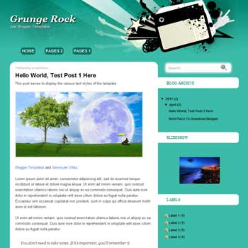 Grunge Rock Blogger Template. blogger template music template blog