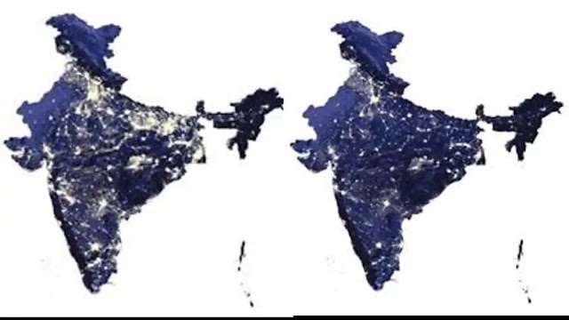 मोदी सरकार ने रात में चमकते भारत की तस्वीरे की शेयर