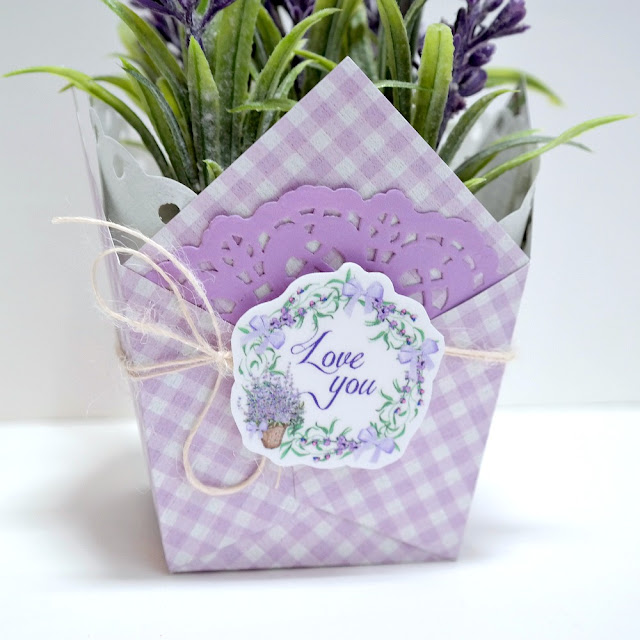 Lavender Breeze Potted Plant Favor Box Side Detail 1 by Dana Tatar for FabScraps