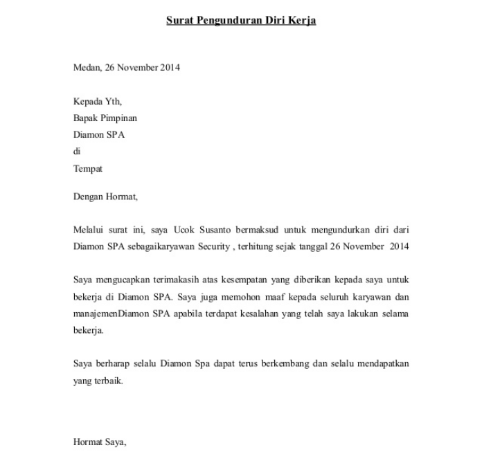 Contoh Surat Pengunduran Diri Tenaga Honorer - Contoh QQ