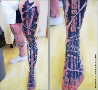 cyborg leg tattoo