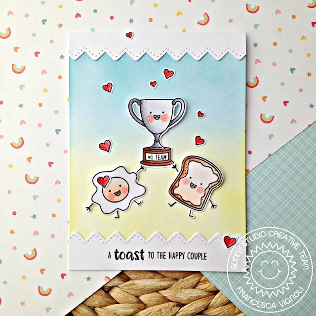 Sunny Studio Stamps: Ric Rac Border Dies Breakfast Puns Love Themed Card by Franci Vignoli