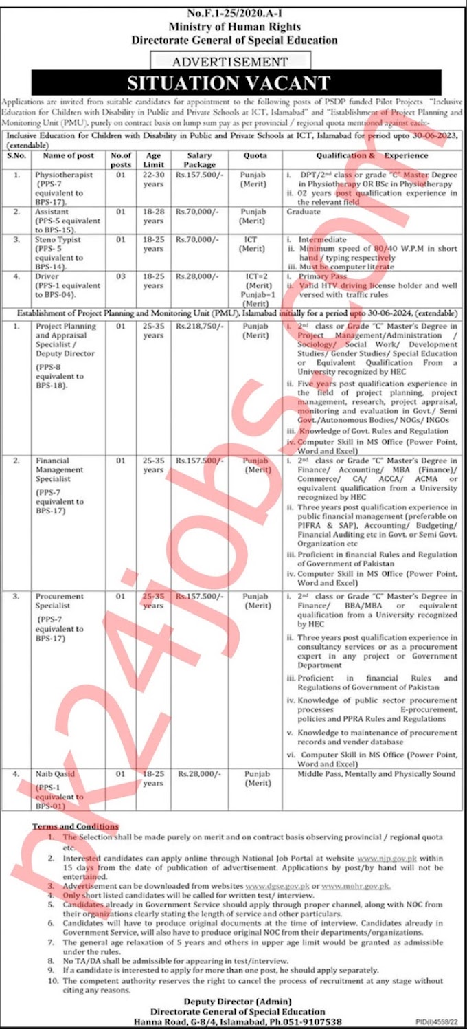 Ministry Of Human Jobs 2023 – Government Jobs 2023