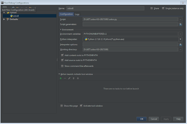 Setting up Odoo development environment in windows using PyCharm