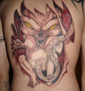 Devil Tattoo on His Back