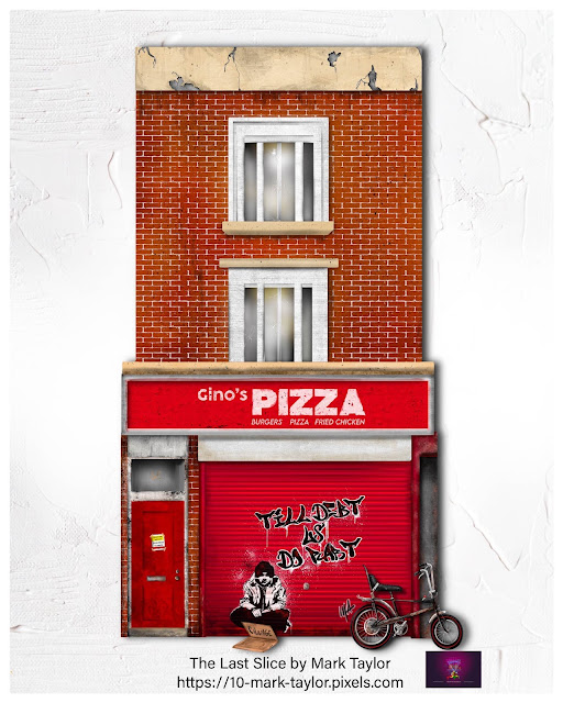 closed down pizza restaurant art print by Mark Taylor