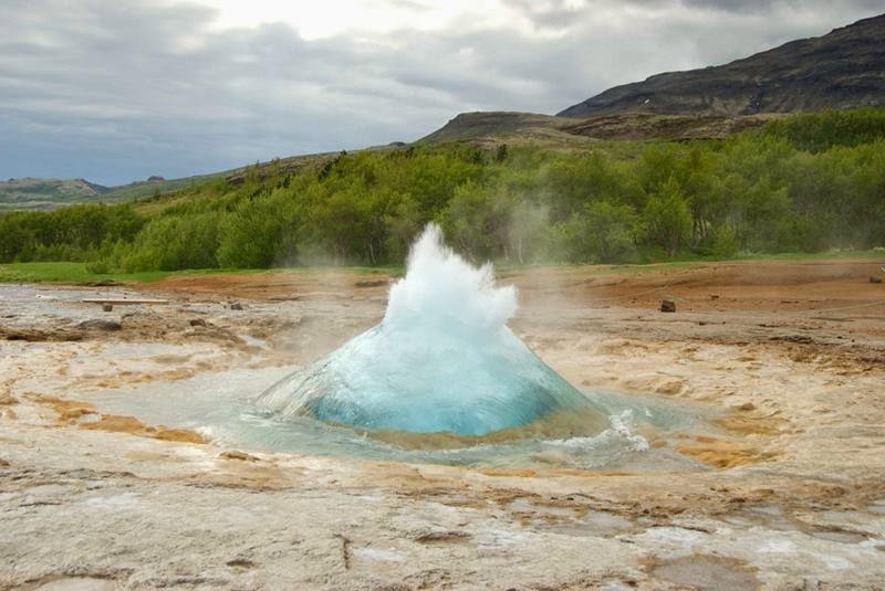 Strokkur, A Geyser Beginning To Erupt