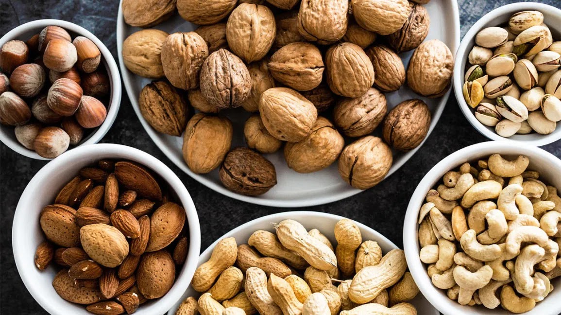 pistachios, peanuts, macademia nut, pecans, walnuts, cashews