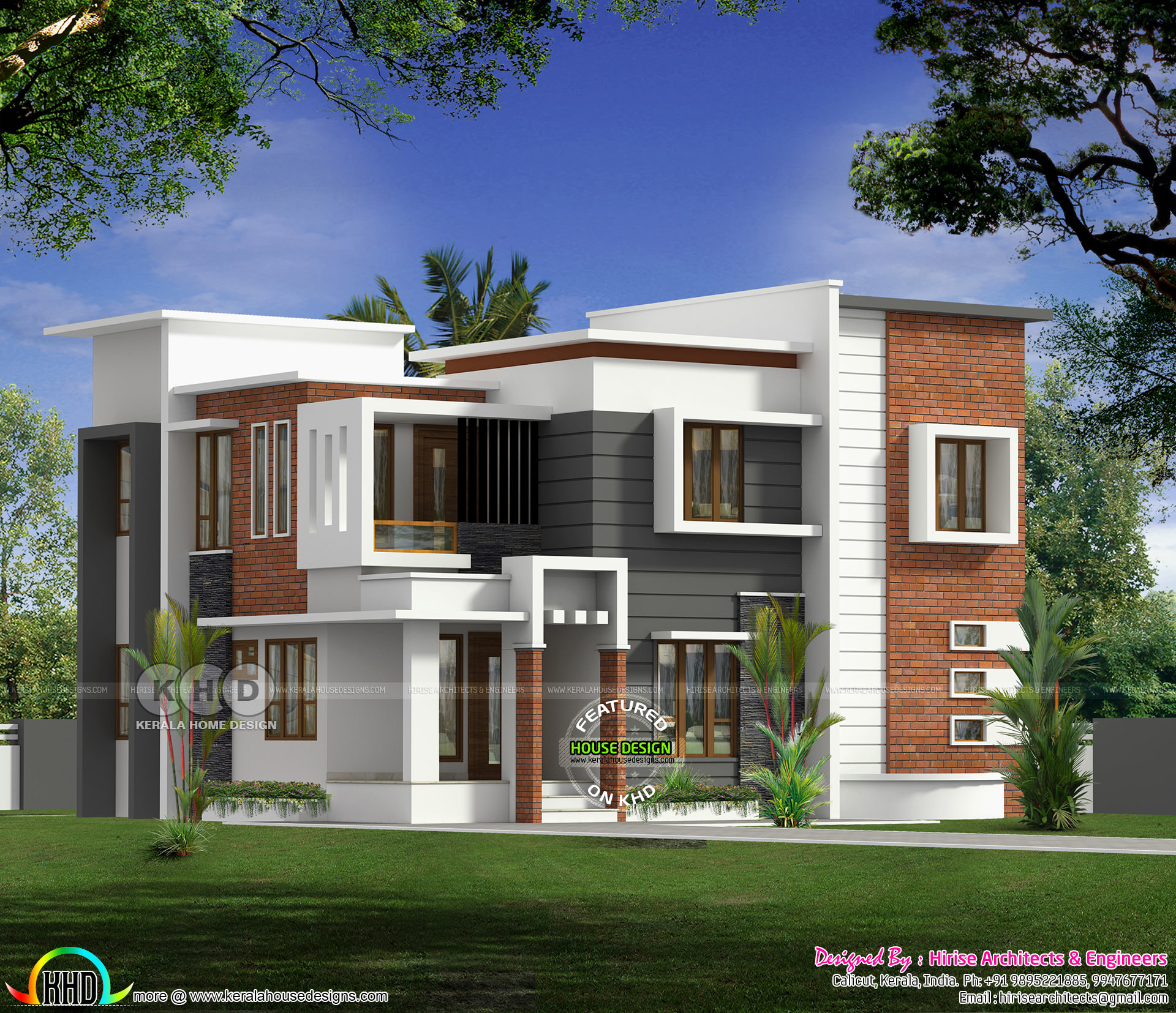 Flat roof modern  4  bedroom  house  in 2250 sq ft Kerala 
