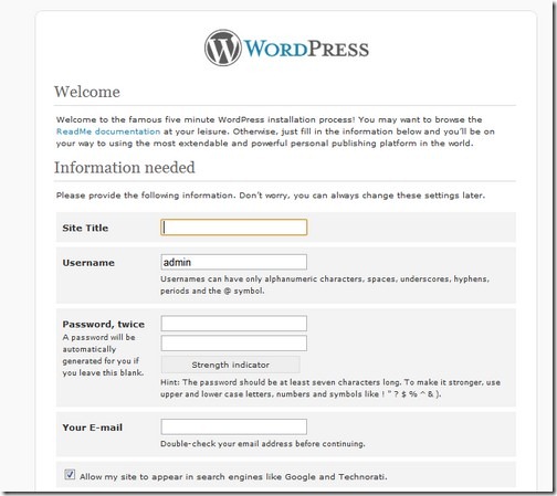 wordpress web details