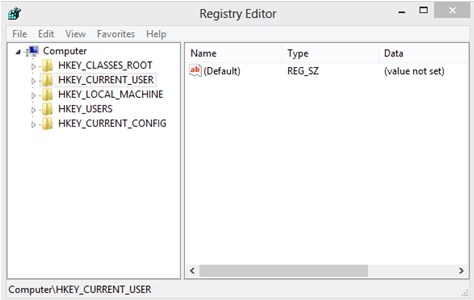 tampilan jendela Registry Editor (REGEDIT)