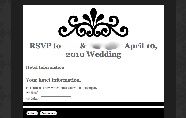 Westside Wedding and Google RSVP wedding form