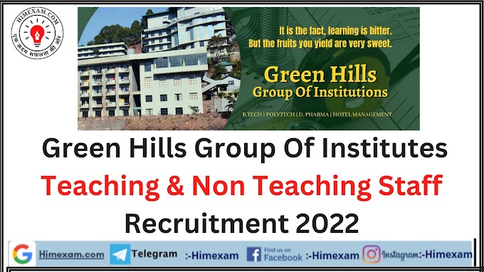 Green Hills Group Of Institutes Teaching & Non Teaching Staff Recruitment 2022