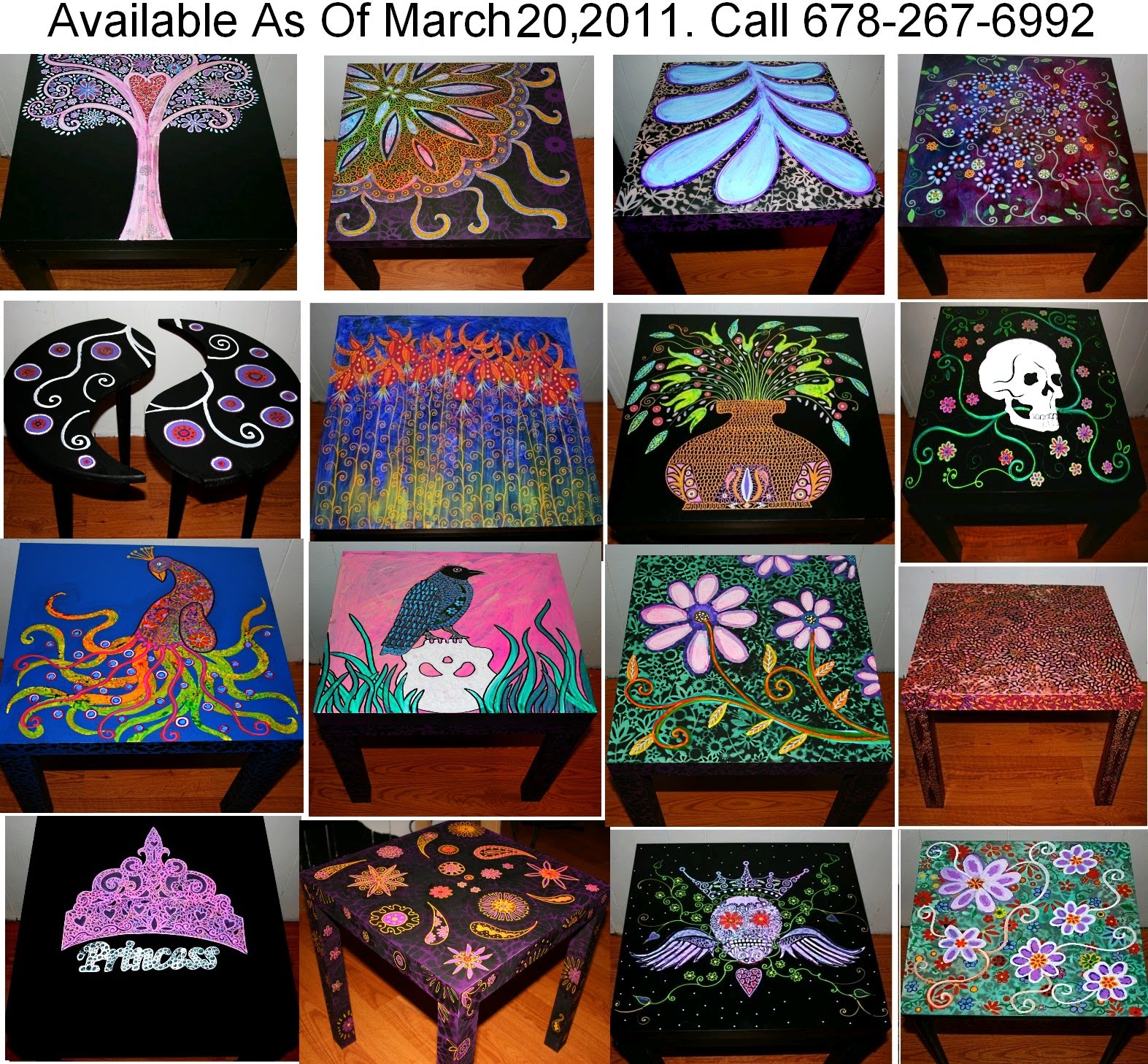 Funky Home Decor: Hand Painted Coffee Tables/Nightstands. All One ...