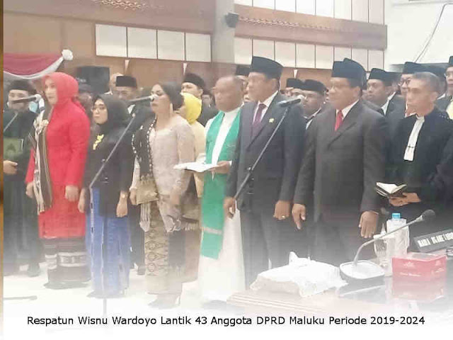Respatun Wisnu Wardoyo Lantik 43 Anggota DPRD Maluku Periode 2019-2024
