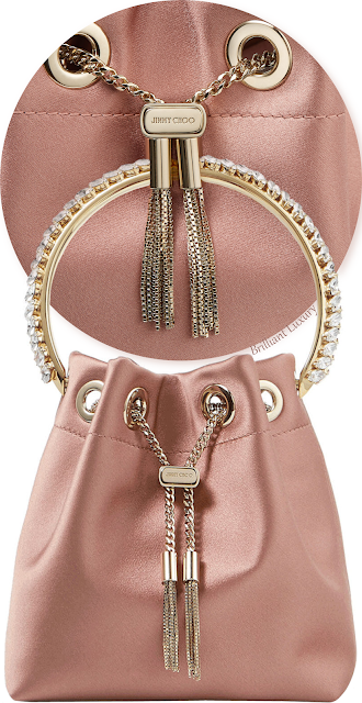 ♦Jimmy Choo blush satin Bon Bon bag with crystal handle #jimmychoo #bags #brilliantluxury