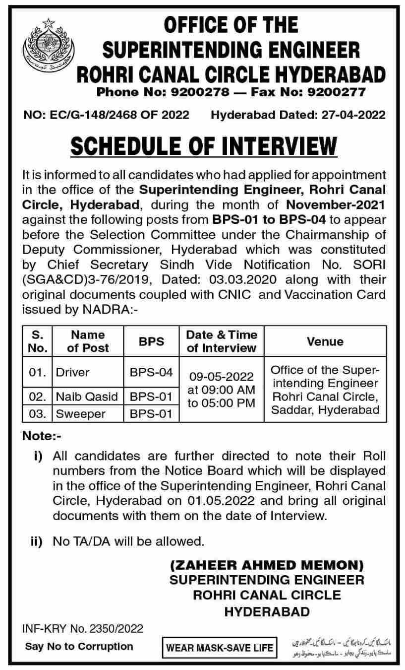 Latest Irrigation Department Management Posts Hyderabad 2022