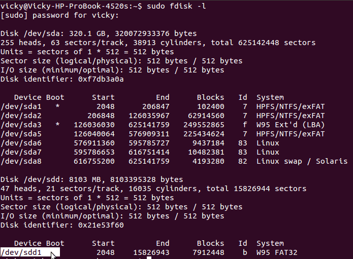 terminal fdisk-l