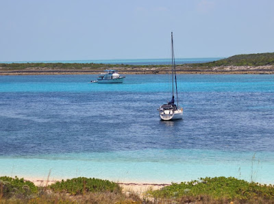 Our sailboat, Tickety Boo, at anchor in the Bahamas -- Ellen Jacobson's Operation Awesome Debut Author Spotlight and Emerging First Book