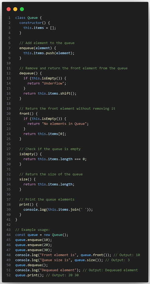 Queue Implementation in JavaScript