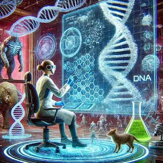 A futuristic gaming world with biotech-inspired elements and genetic engineering.