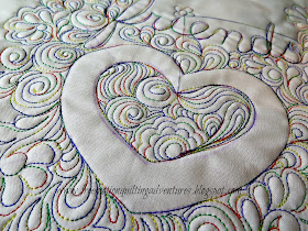 Heart free motion quilted