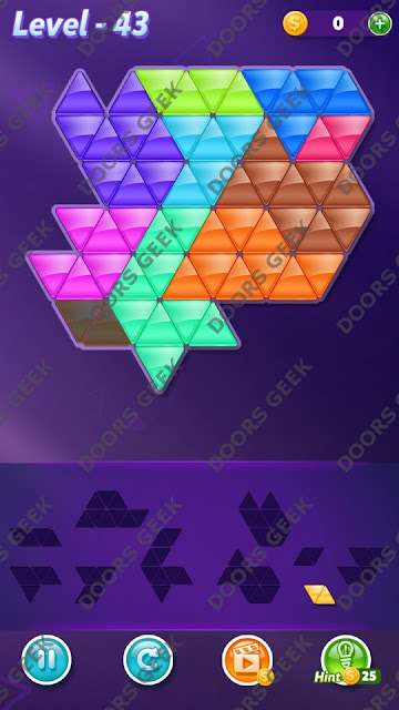 Block! Triangle Puzzle 10 Mania Level 43 Solution, Cheats, Walkthrough for Android, iPhone, iPad and iPod