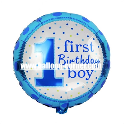 Balon Foil Bulat 1 First Birthday Boy &