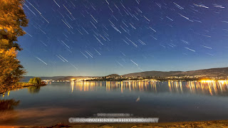 Stars in the night sky above Lake Okanagan in a long exposure by Chris Gardiner Photography www.cgardiner.ca, created in CometMode with StarStax Software on a Mac