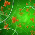 Green Background With Orange Leaves Designs