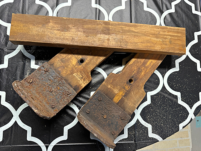 cut antique wooden pieces