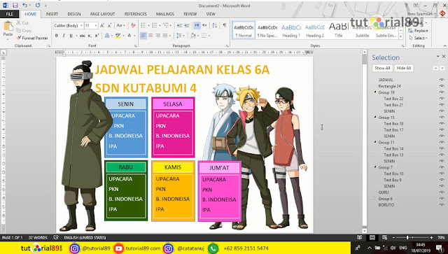 Cara membuat jadwal pelajaran bergambar keren di Microsoft word + video