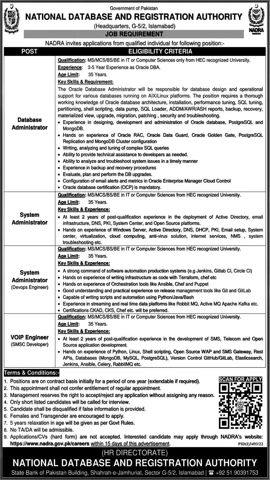 NADRA Islamabad Jobs 2022