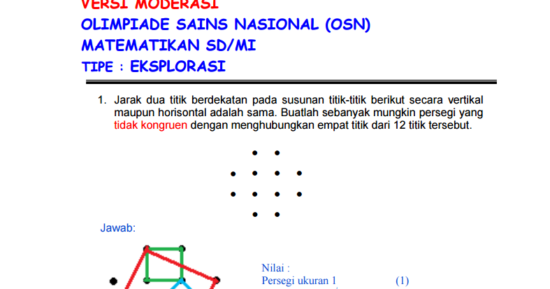 Contoh Soal Olimpiade Ipa Sd Dan Kunci Jawaban LEMBAR EDU