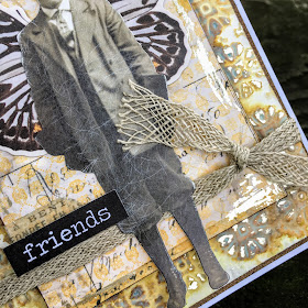 Frilly and Funkie: Saturday Showcase - Mixed Media Foiling Technique with SewPaperPaint #mixedmedia #timholtz #cardmaking #tutorial #technique #ideaology #rangerink #foiling #gluestick #sizzix #foundrelatives #paperdolls #distressink #distressoxide #vintage #stencil #diecut #cards #sewpaperpaint #autumnclark