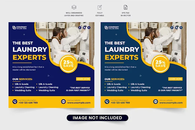 Laundry social media post template free download