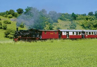 Steam train in the Swabian Alb, Germany