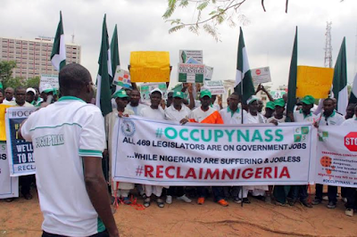 occupynass protesters seen in abuja on tuesday 26th of April calling for saraki resignation