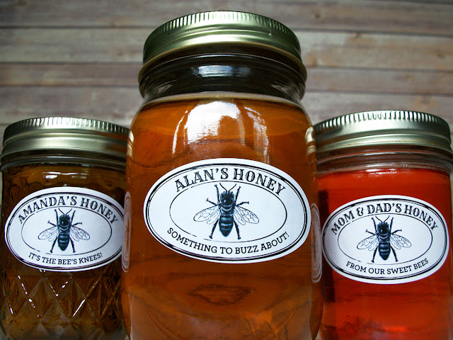 Custom Black & White Seal Oval Honey Jar Labels