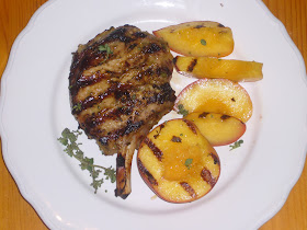 Grilled Pork Chops and Peaches