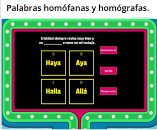 Juego Palabras homófanas y homógrafas