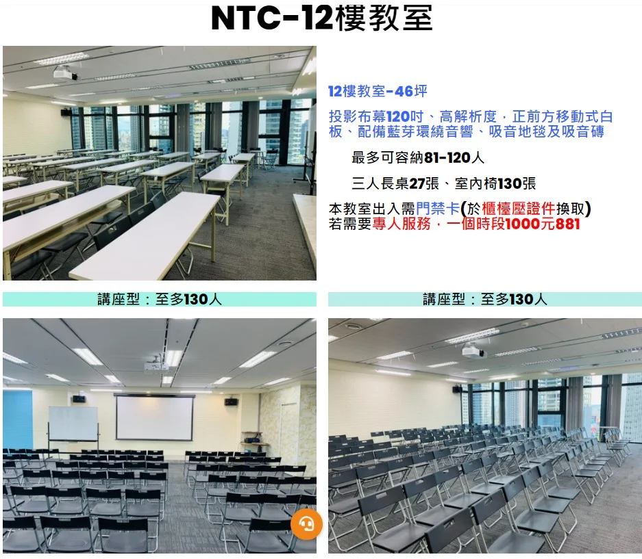 台中七期場地租借-台中NTC教室租借-12樓教室圖片