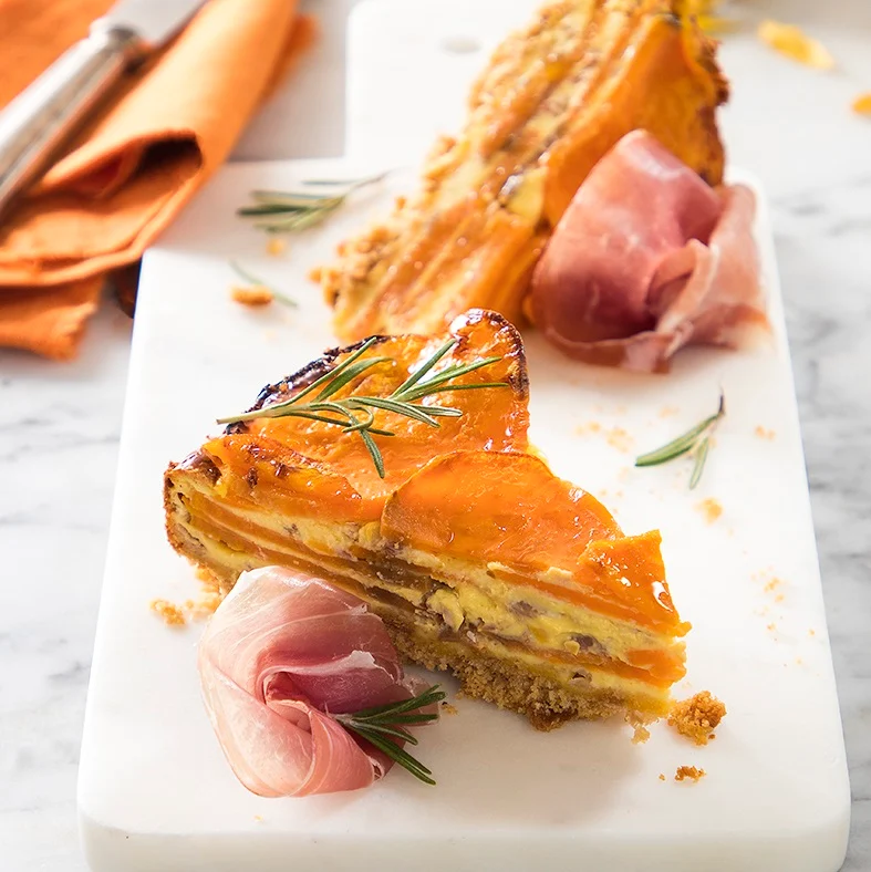 Sweet Potato Pie with Parma Ham and Robiola Cheese