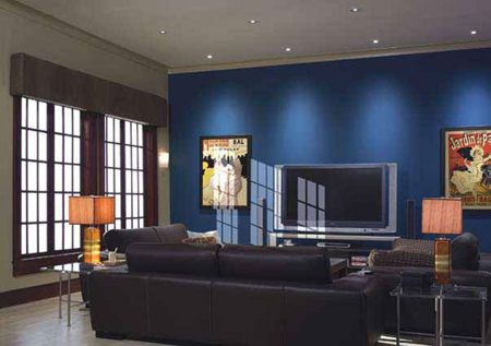 Lutron Grafik QS full lighting and shades control system in the living room