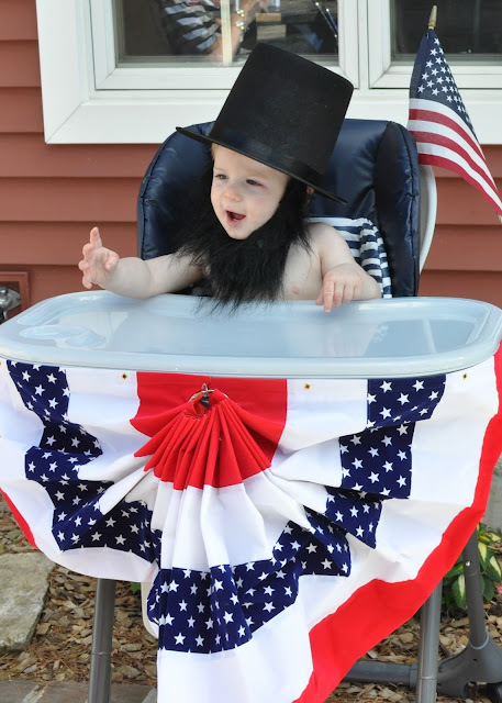 Abraham Lincoln Party, first birthday, patriotic, red, white, and blue, costume