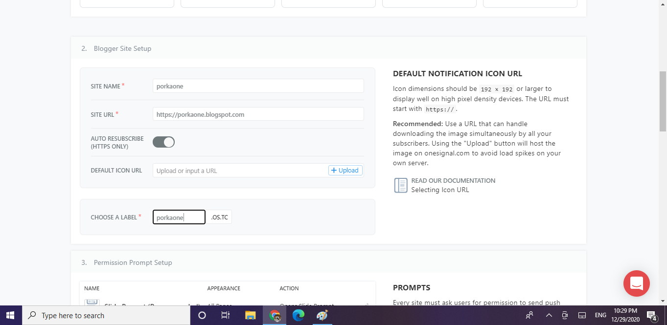 setting onesignal sahretech