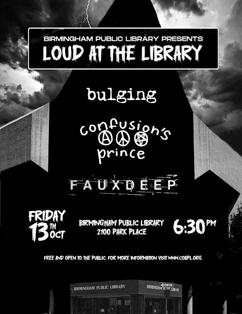 Flyer advertising the Loud at the Library punk show on Friday, October 13