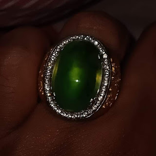 Batu Bacan Gulau Green Kristal HQ Premium BC087 Giwang Melintir Ikatan Perak