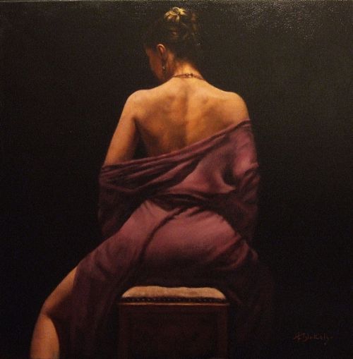 Hamish Blakely pinturas estilo clássico corpos realistas mulheres de costas ombros sensual